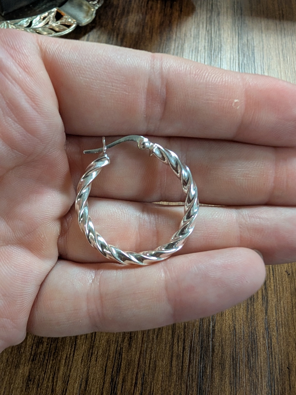 Silver Twisted Hoop Earrings - Classic Women Jewelry